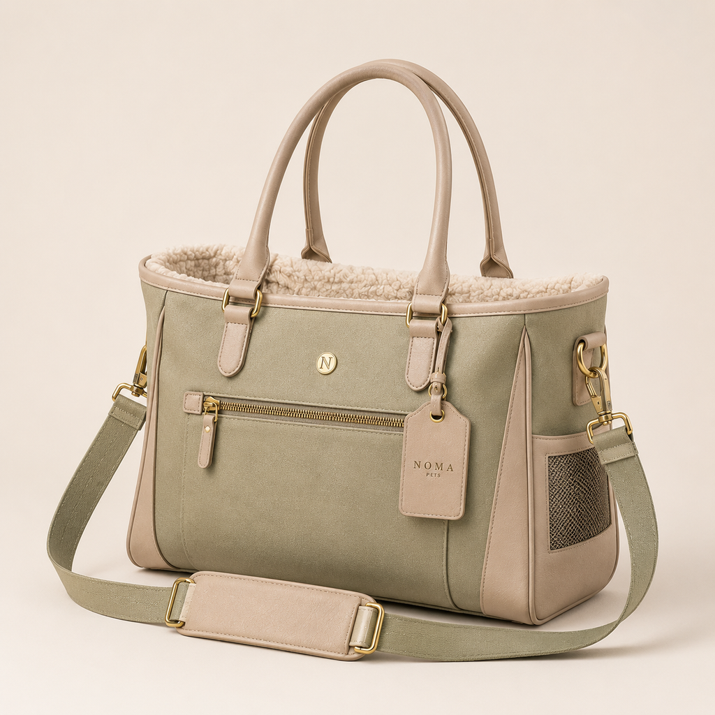 Noma Pets pet carrier bag - sage green with gold hardware